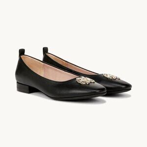 Lifestride Cameo 2 Ballet Flats Women Size 10 Black Faux Leather Metallic Logo